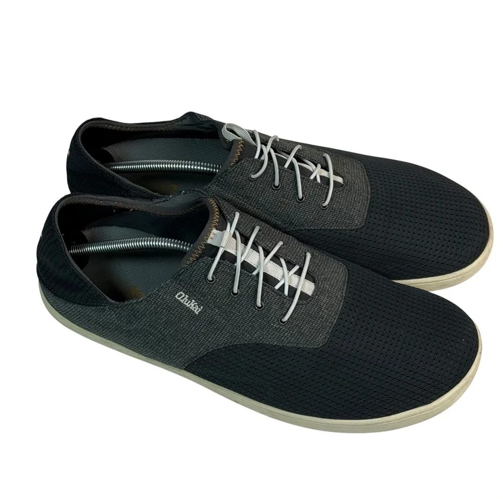 OluKai Nohea Moku Mens Boat Shoes 13 Charcoal Dark Shadow 10283-6C6C Sneaker